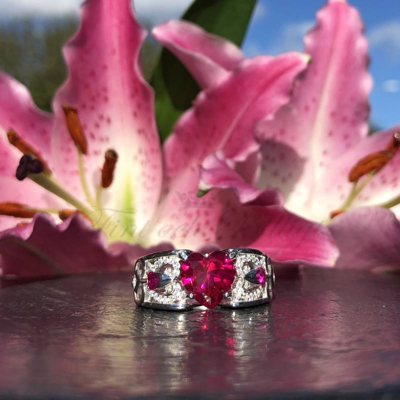 Sølvring Angel Bride Cerise - 925s 9mm 3.00CT Hjerte CZ Diamanter - 2