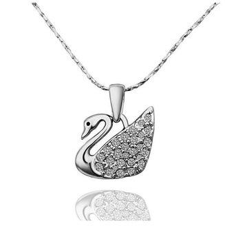 "SVAN" 18K VITGULDPLÄTERAT HALSBAND SVAN MED CUBIC ZIRCONIA