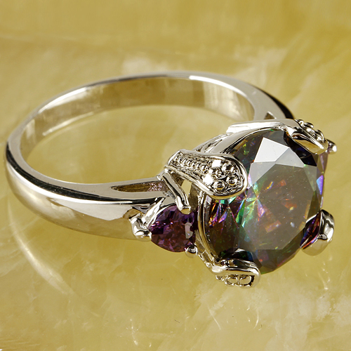 *Diva* Ring med 12 mm Multi Dark Tone Color Cubic Zirconia Stone - 3