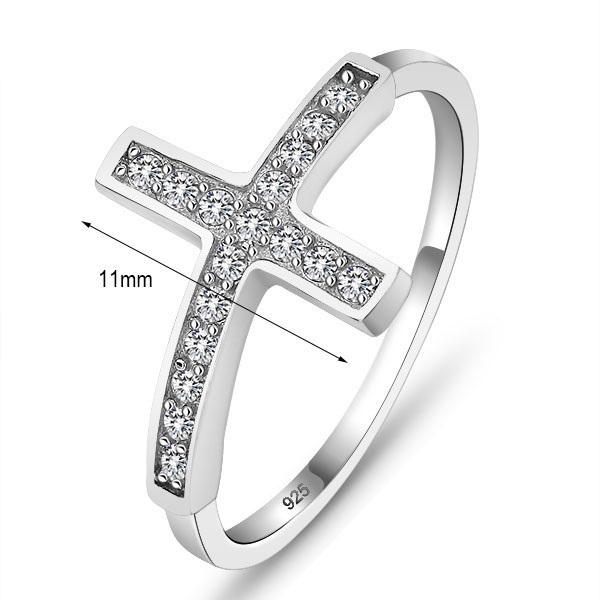 Silverring Latin Kors -925s 17st AAA Cubic Zirconia Stenar - 2