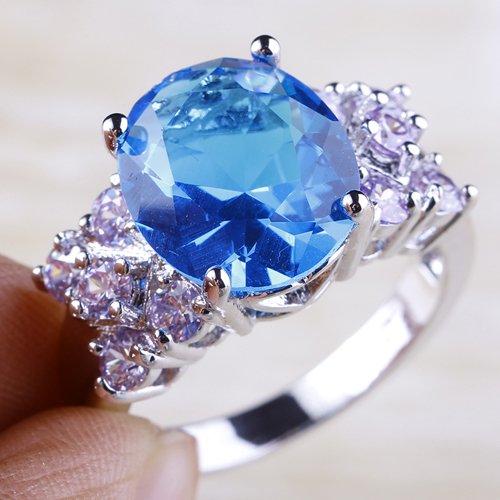 *LYX* Diva Ring med 11*14mm Himmelsblå Swarovski - 2