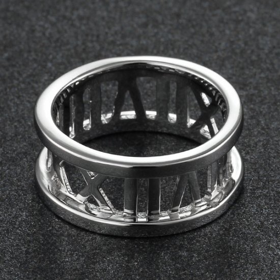 *Romerska Siffror* 925s Silverring i Italiensk Design 9mm Bred - 4
