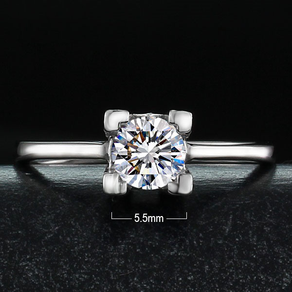 Silverring Solitär HW - 925 Round Brilliant Cut Cubic Zirconia - 6