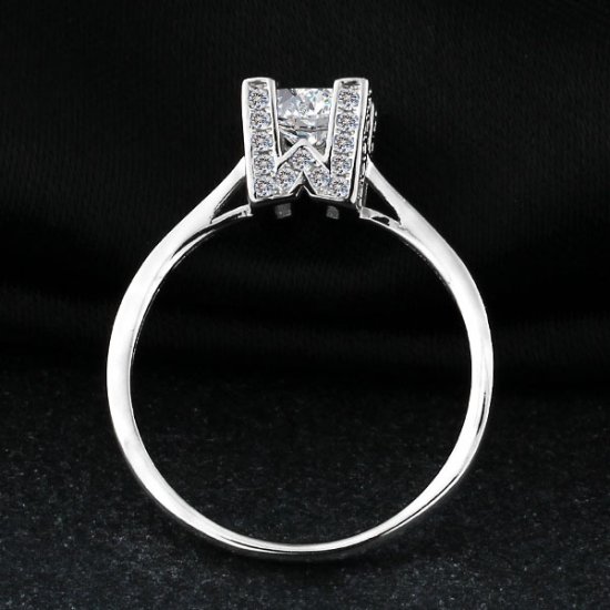 Silverring Solitär HW - 925 Round Brilliant Cut Cubic Zirconia - 4