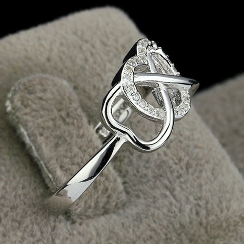 "TWO HEARTS IN ONE" 925S SILVERRING "FÖR ALLTID"  MED CUBIC ZIRCONIA STENAR - 4