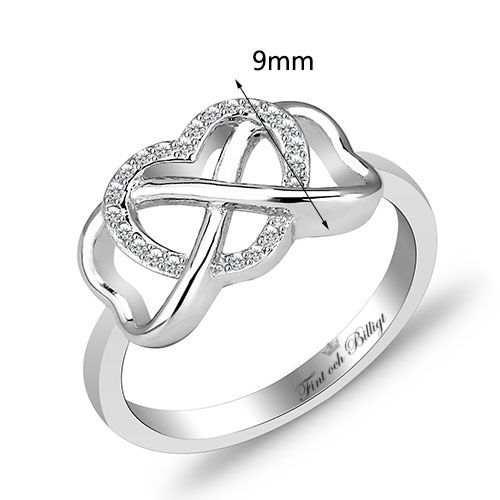 "TWO HEARTS IN ONE" 925S SILVERRING "FÖR ALLTID"  MED CUBIC ZIRCONIA STENAR - 2