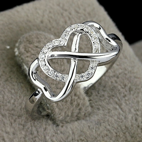 "TWO HEARTS IN ONE" 925S SILVERRING "FÖR ALLTID"  MED CUBIC ZIRCONIA STENAR - 5