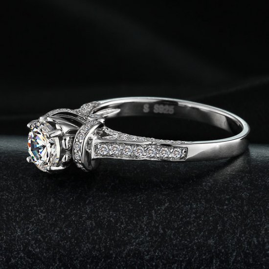 Silverring Lyxig Rund - 925s Briljantslipad CZ AAA Grade - 3