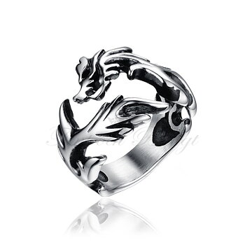Steel Dragon - Drakring i Högblank 316L Kirurgiskt Stål