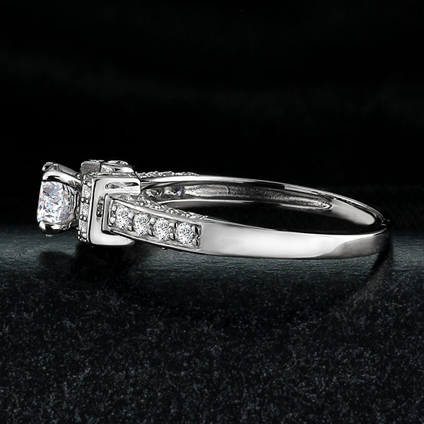 Sølv Ring Luksus Lige - 925s  Brilliant Cut AAA Cubic Zirconia - 4