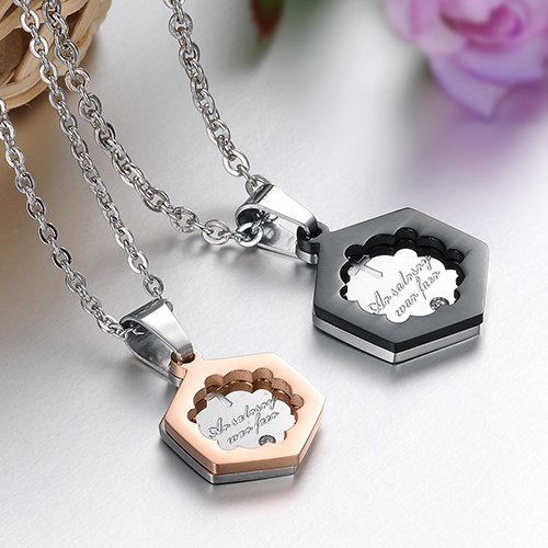 Hexagon Cross - Charming Couple Necklace (set) - 2