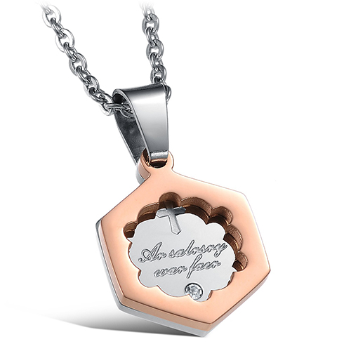 Hexagon Cross - Charming Couple Necklace (set) - 4