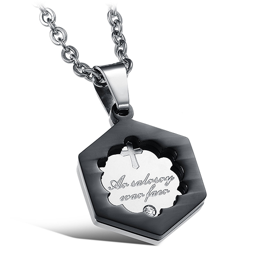 Hexagon Cross - Charming Couple Necklace (set) - 3