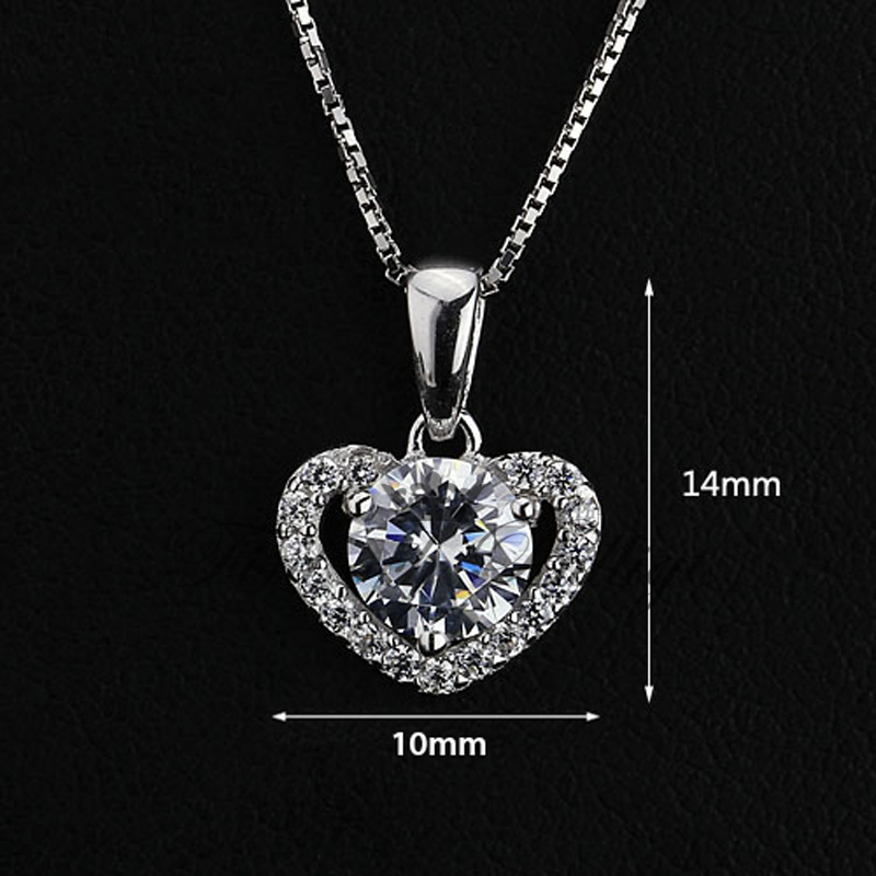 Sølvhalskæde - Love Heart - 925s runde Cubic Zirconia - 4