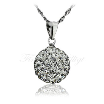 Silverhalsband - 925s Gnistrande Boll Kristaller - Crystal Ball