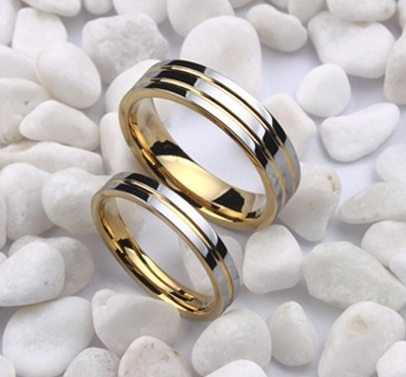 Ring Line of Passion - 18K Guldpläterad Tungsten 4mm 6mm & 8mm - 4
