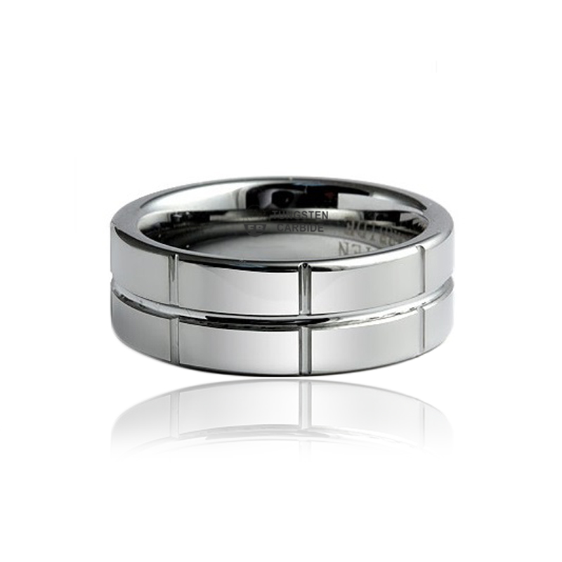 Ring - Side by Side Crossroads - Tungstensring Design Linjer 8mm - 2
