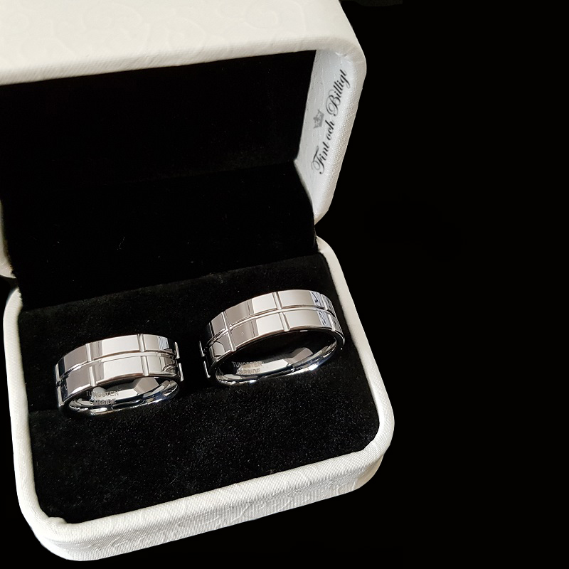 Ring - Side by Side Crossroads - Tungstensring Design Linjer 8mm - 3