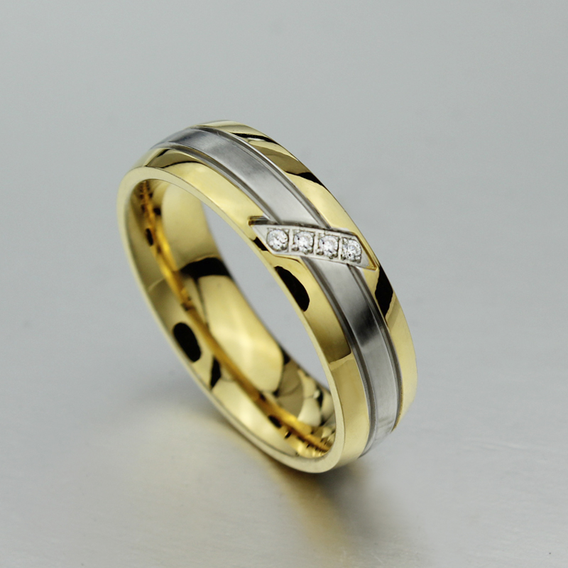 "LOVELINES GOLD" ALLIANCE RING 18K GOLD PLATED WITH OR WITHOUT 4 CUBIC ZIRCONIA STONES - 3