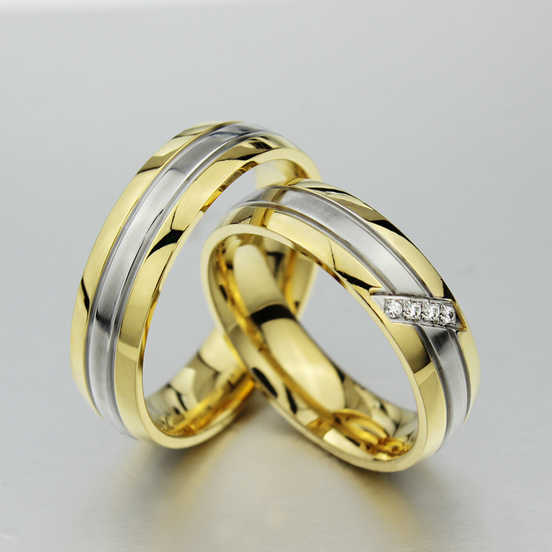 "LOVELINES GOLD" ALLIANCE RING 18K GOLD PLATED WITH OR WITHOUT 4 CUBIC ZIRCONIA STONES - 2