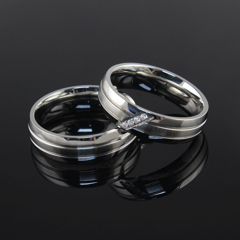 Lovelines - Alliansring Med eller Utan 4 st. Cubic Zirconia Stenar 316L - 3