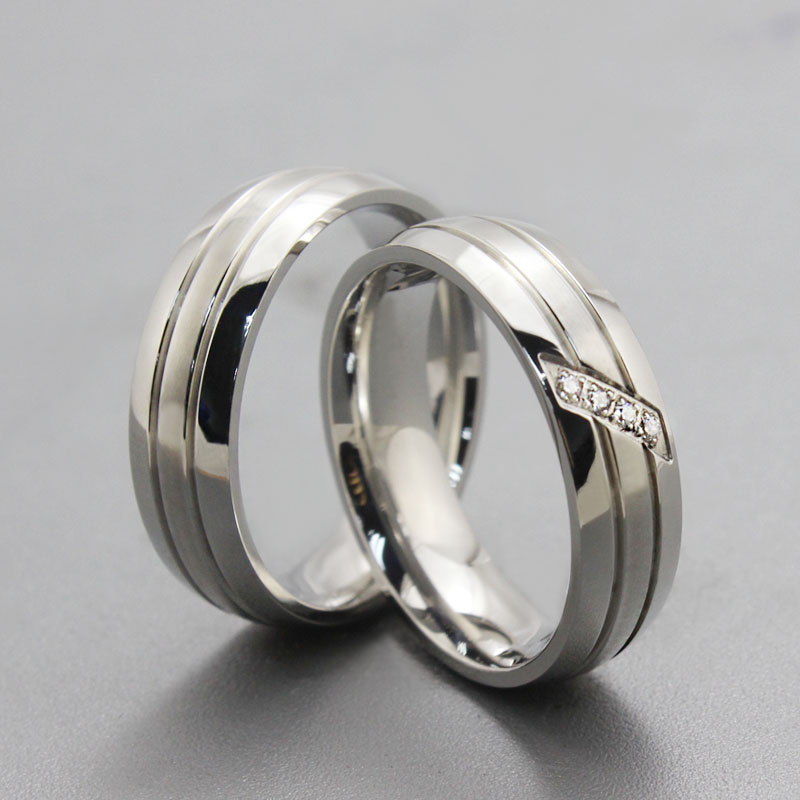 Lovelines - Alliansring Med eller Utan 4 st. Cubic Zirconia Stenar 316L - 2
