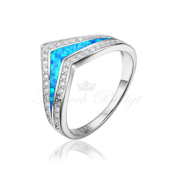 Blue Lagoon - 925s sølvring med blå opal og cubic zirconia sten