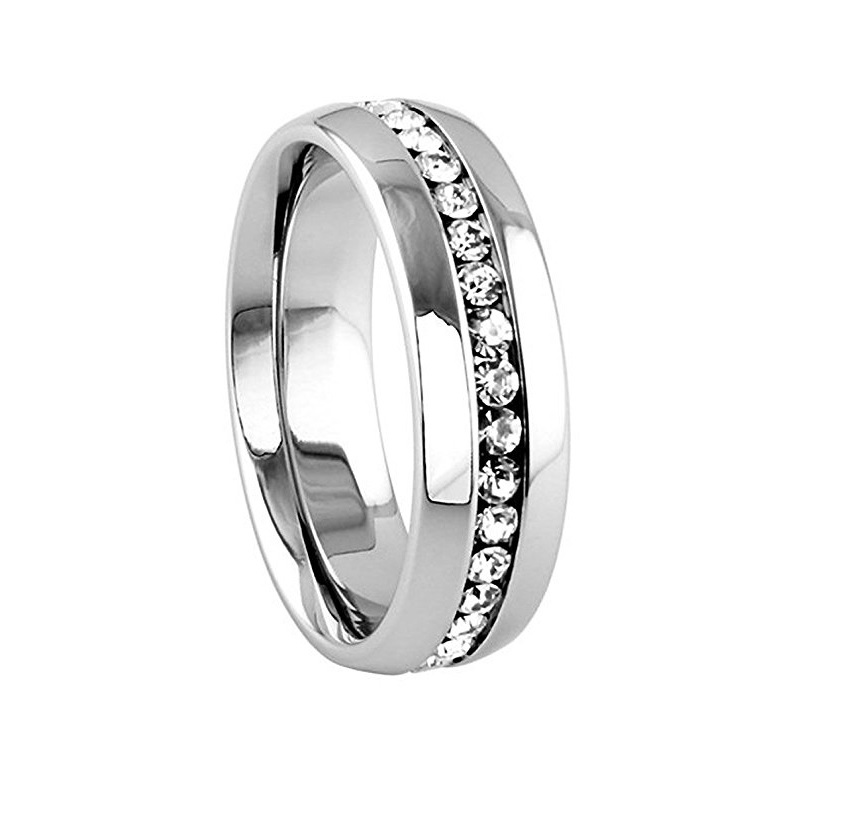 Shiny Eternity - Beautiful Eternity Ring with 0.75CT Brilliant Cut Cubic Zirconia Stones in 316L Surgical Steel 6mm 7mm - 2