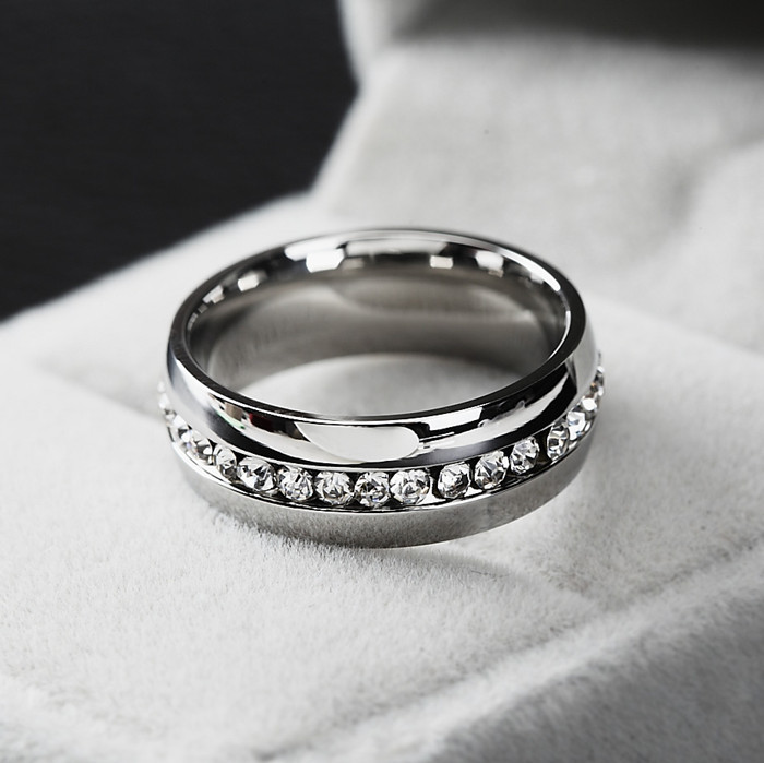 Shiny Eternity - Beautiful Eternity Ring with 0.75CT Brilliant Cut Cubic Zirconia Stones in 316L Surgical Steel 6mm 7mm - 5