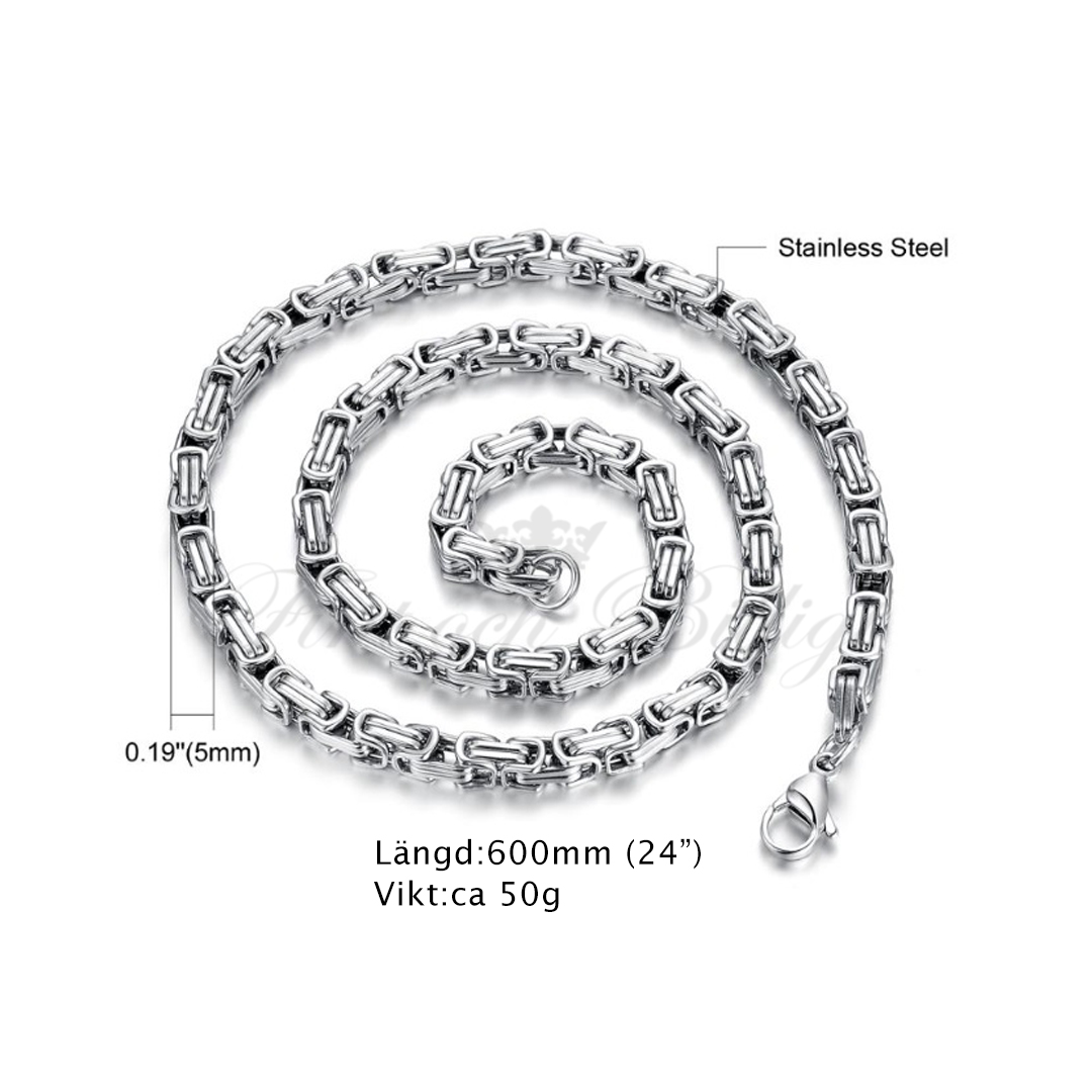 Kejsar Two Tone - 18k Guldpläterad Kejsarhalsband 316L Rostfritt Stål 50g 5mm*600mm - 6
