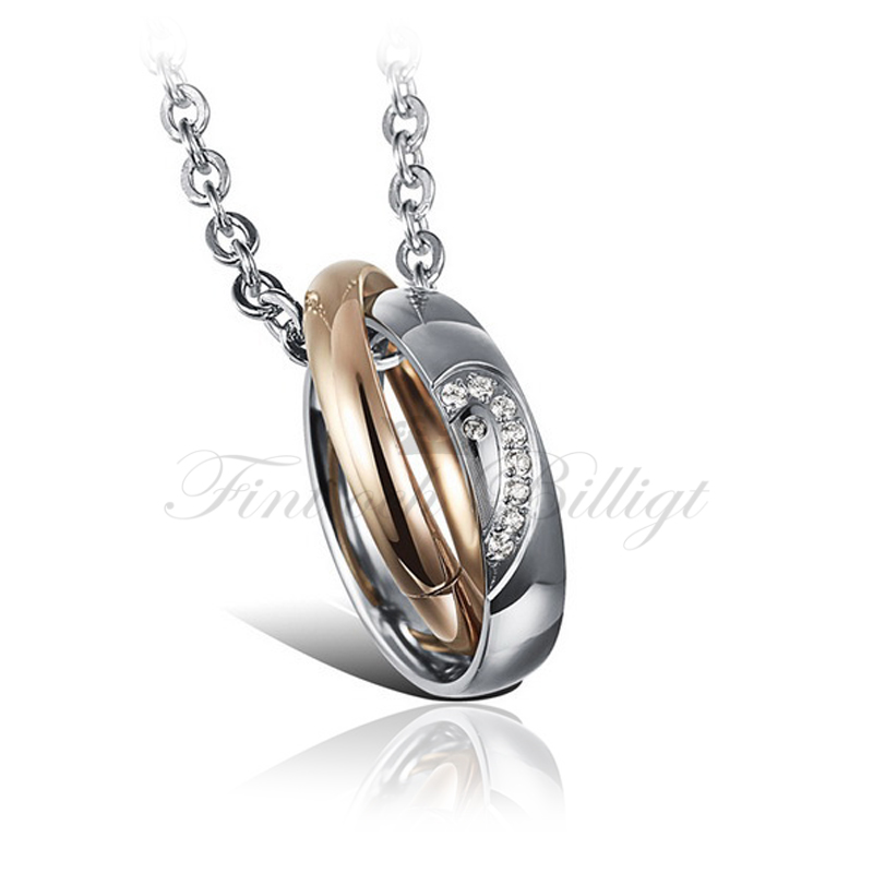 Sparkling Love - Couple Necklace with Cubic Zirconia (pc) - 3
