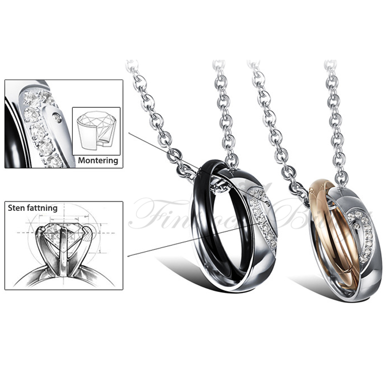 Sparkling Love - Couple Necklace with Cubic Zirconia (pc) - 6