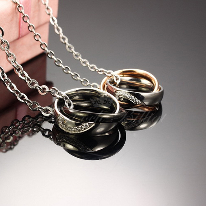 Sparkling Love - Couple Necklace with Cubic Zirconia (pc) - 4