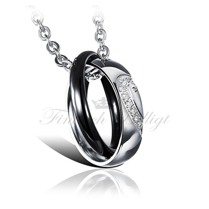 Sparkling Love - Couple Necklace with Cubic Zirconia (pc) - 2