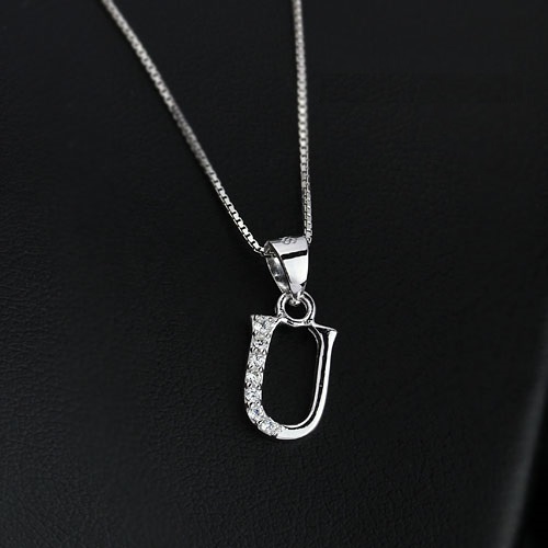 U Silver - Handmade Silver Necklace with Cubic Zirconia Stones - 3