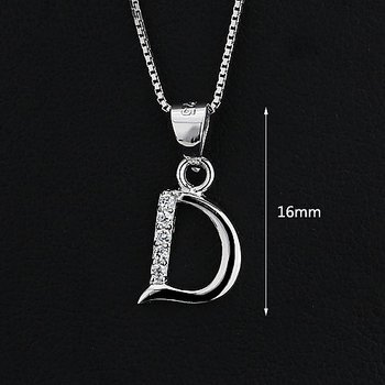 Bokstavshalsband D Silver - 925s Handgjort CZ Stenar