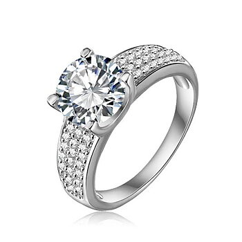 Lyxig 18k Vitguldpläterad Ring med Cubic Zirconia Stenar