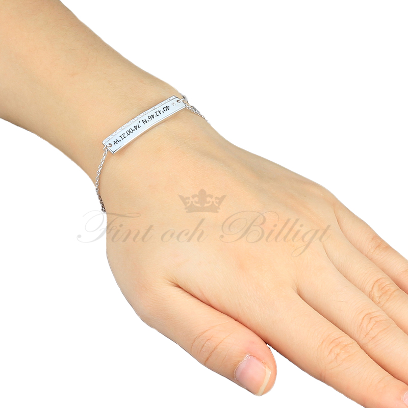 Sølvarmbånd Diamond Nametag - ID-armbånd 925s - 3
