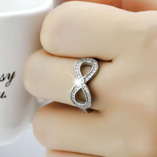 Silverring Infinity Star - 925s Evighets Design AAA CZ Diamanter - 5