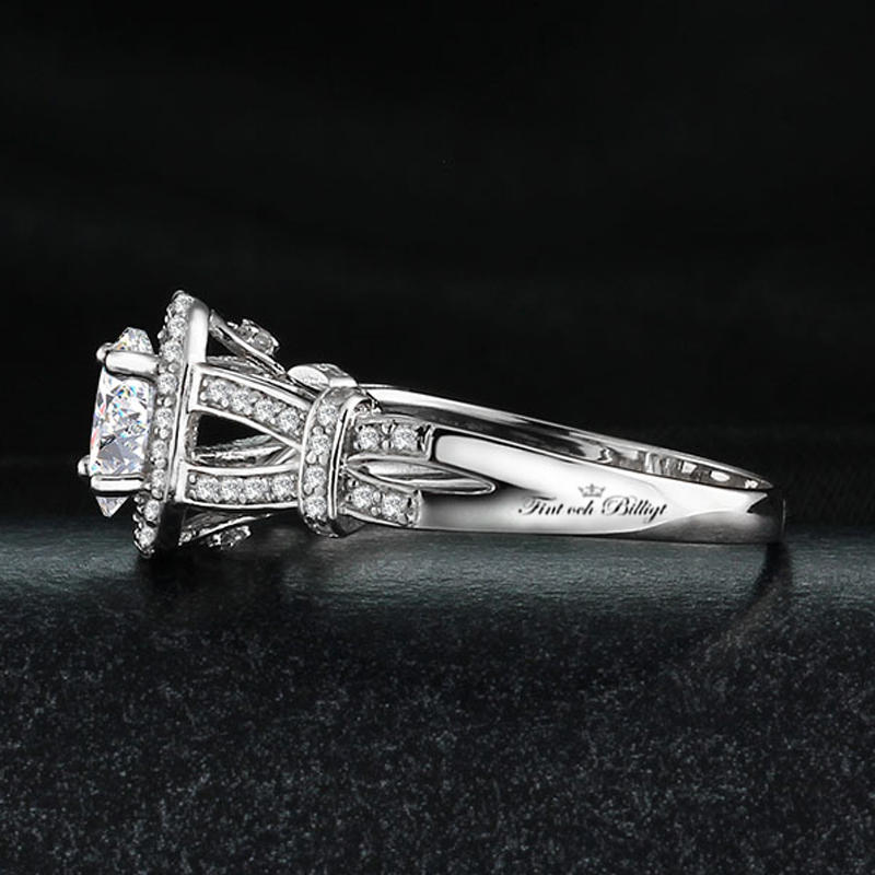 Royal Heart - 925s Silverring med Oval Cut AAA Cubic Zirconia Sten - 4