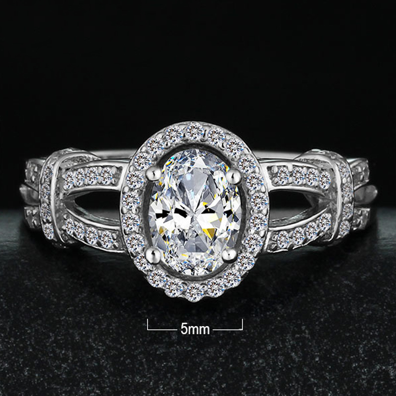 Royal Heart - 925s Silverring med Oval Cut AAA Cubic Zirconia Sten - 6