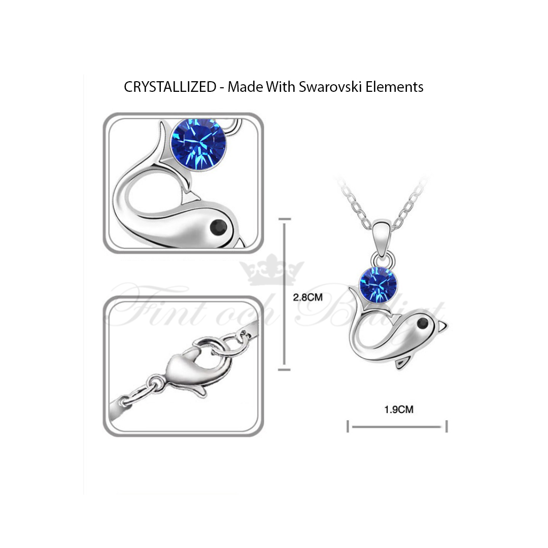 Delfin Saga - Swarovski Necklace, Earrings & Bracelet Jewelery Set Blue - 2