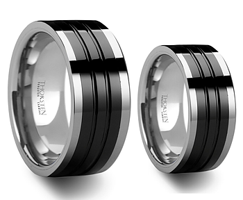 Retro Tungstens Ring Med Svart Rand 4mm 6mm & 8mm