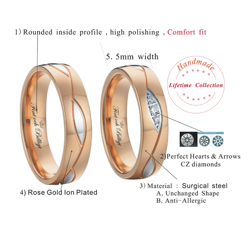 Rosé Wave - 18K Rose Gold Plated Ring  With or Without CZ Diamonds - 5