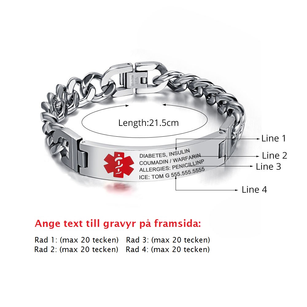 Armbånd Medical Alert 18 - Double Armor ID armbånd 316L - 2