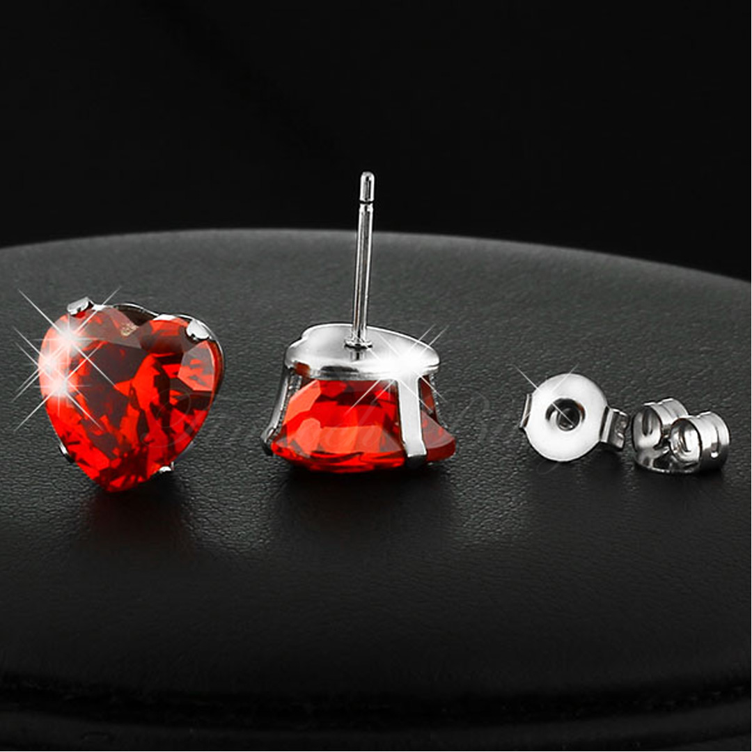 Love - 6mm Øreringe Heart Cut Cubic Zirconia Kirurgisk Stål - 3