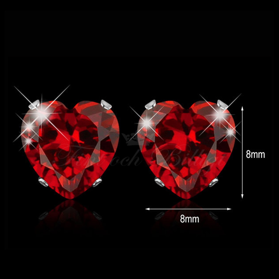 Love - 8mm Heart Cut Cubic Zirconia 316L Surgical Steel Stud Earrings - 4