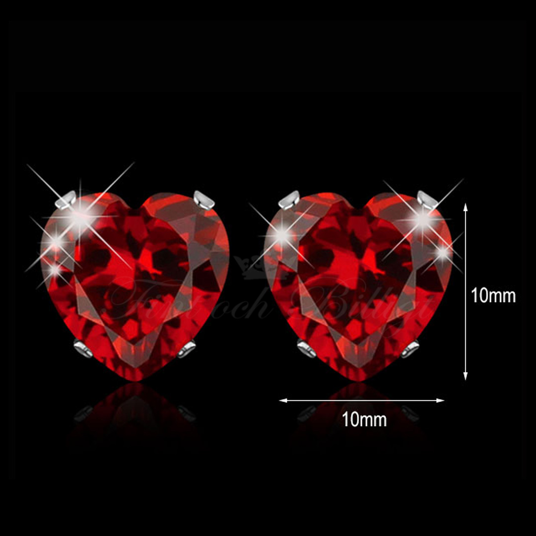 Love - 10mm Heart Cut Cubic Zirconia 316L Kirurgiskt Stål  Stud Örhängen - 4