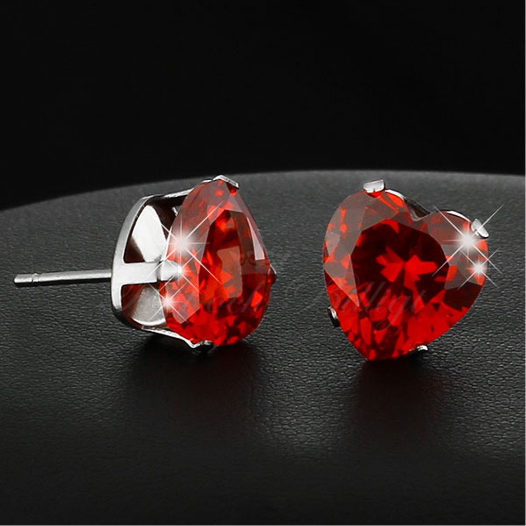 Love - 10mm Heart Cut Cubic Zirconia 316L Kirurgiskt Stål  Stud Örhängen - 2