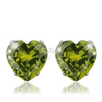 Olive Love - 8mm Heart Cut Cubic Zirconia 316L Stud Örhängen